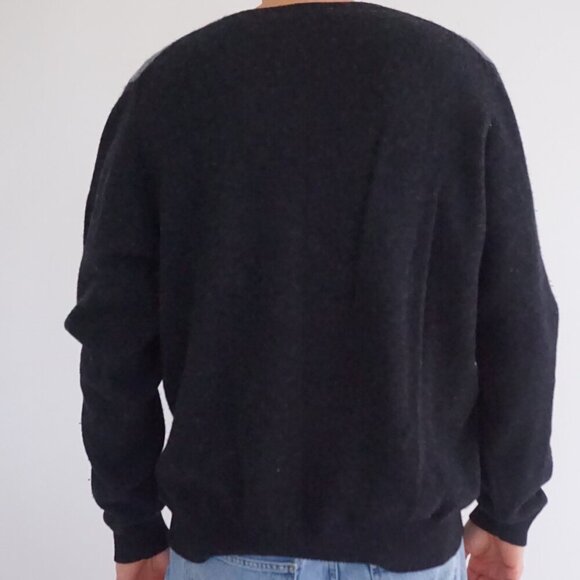 Vintage '90S Brooks Brothers Navy Argyle 100% Lambswool V-Neck Knit Sweater L - Picture 2 of 10